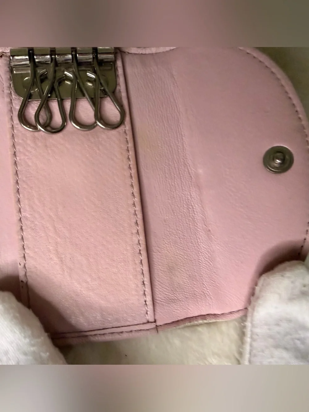 Christian Dior Vintage Trotter Key Case in Pink with Silver 'D'